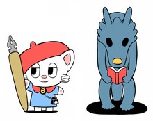 あらゐけいいち描き下ろしキャラクターのバルっち（左）とバルバル（右）。