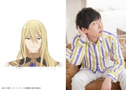 ライハルト・パルナコルタのキャラクタービジュアル（左）と立花慎之介（右）。ライハルトはオスヴァルトの兄で、パルナコルタ王国の第一王子。先代聖女のエリザベスは婚約者だった。物腰が柔らかく穏やかな性格をしているが、国の繁栄を第一に考える合理主義者でもある。
