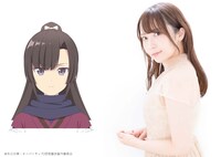 ヒマリのキャラクタービジュアル（左）と中村カンナ（右）。ヒマリはパルナコルタ王国でのフィリアのメイド兼護衛。大陸の北東にある島国・ムラサメ王国の出身で、隠密や諜報に長けており、フィリアのことも影から守っている。