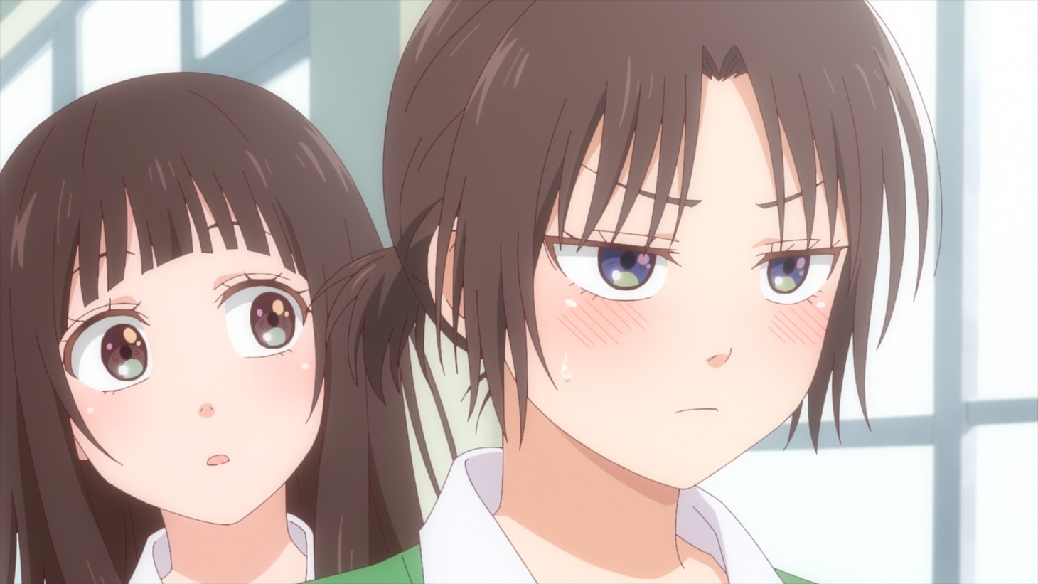 TVアニメ「黒岩メダカに私の可愛いが通じない」第1話の場面カット。