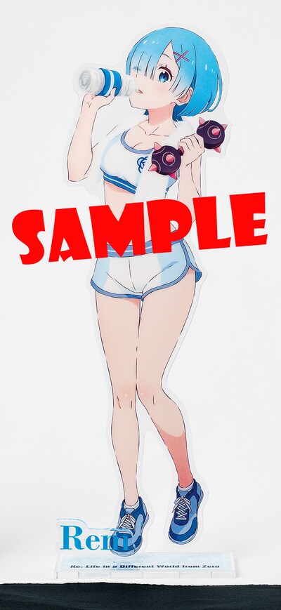 月刊コミックアライブ2025年2月号の付録、レムのクリアスタンド。