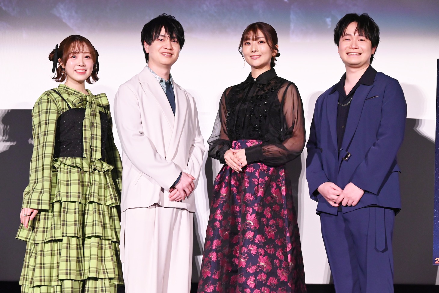 「アニメ『Dr.STONE』第4期最終シーズン第1クール先行上映会舞台挨拶」の様子。左から高橋花林、小林裕介、沼倉愛美、佐藤元。