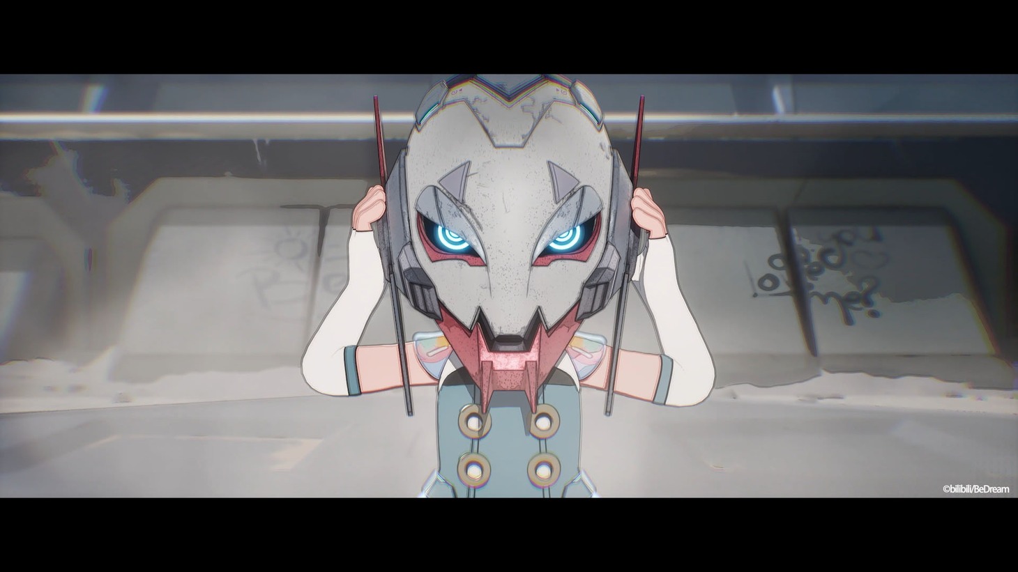 TVアニメ「RINGING FATE」第1話より、サブローを被る要。 (c)bilibili/BeDream