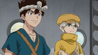 TVアニメ「Dr.STONE SCIENCE FUTURE」第1話「RYUSUI VS. SENKU」の場面カット。