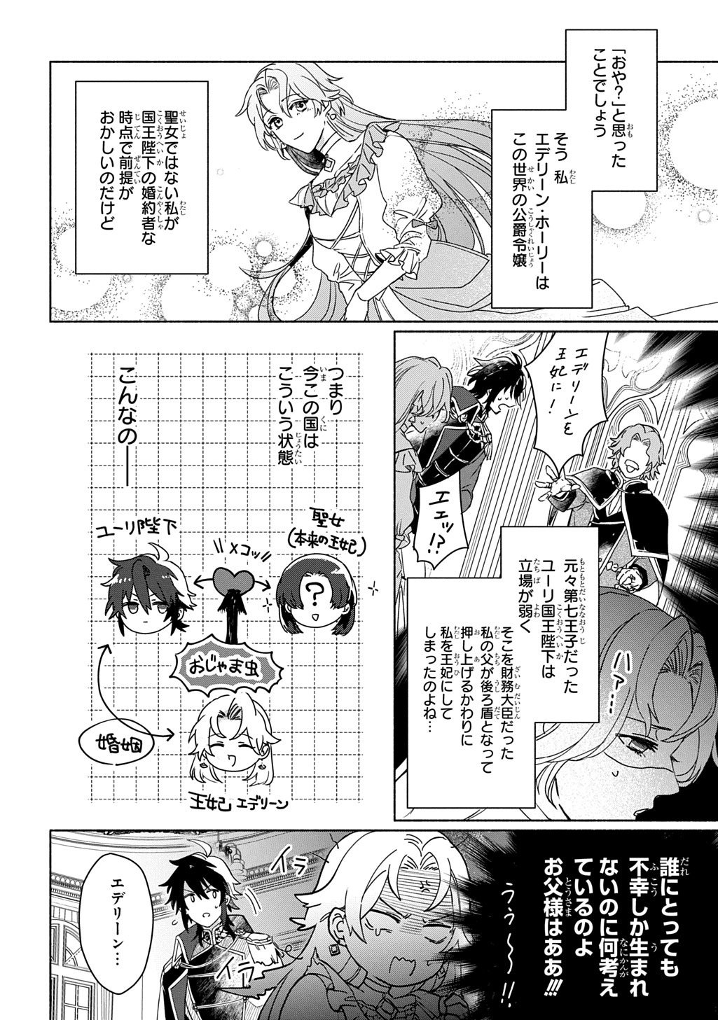 「聖女が来るから『君を愛することはない』と言われたのでお飾り王妃に徹していたら、聖女が5歳だったので全力で愛します!!」より。