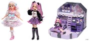 「マイメロディ」「クロミ」と「リカちゃん」のコラボ商品。左から「ラブリーなマイメロディリカちゃん」、「クールなクロミリカちゃん」「クールなクロミリカちゃんルーム」。