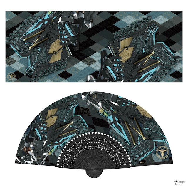 上から「『劇場版 PSYCHO-PASS サイコパス PROVIDENCE』和柄ストール ドミネーター Edition」、「『劇場版 PSYCHO-PASS サイコパス PROVIDENCE』扇子 ドミネーター Edition」。