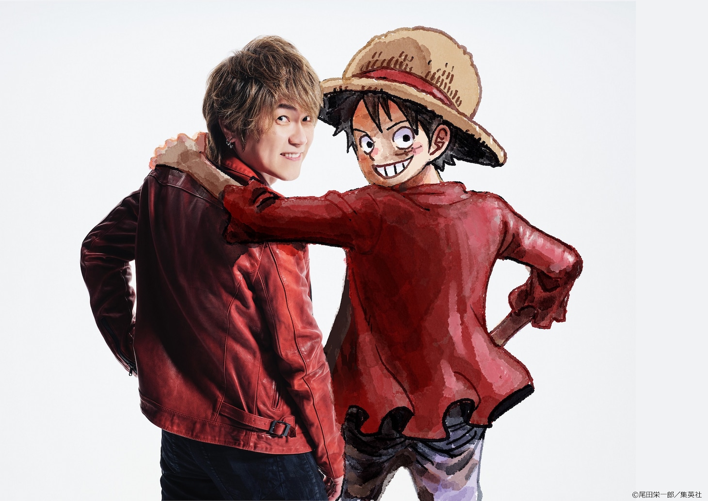 きただにひろしと尾田栄一郎が描き下ろしたルフィ。