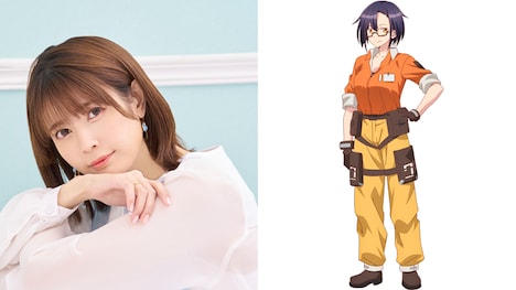 竹達彩奈（左）と、ニアス・カーリンのキャラクタービジュアル（右）。