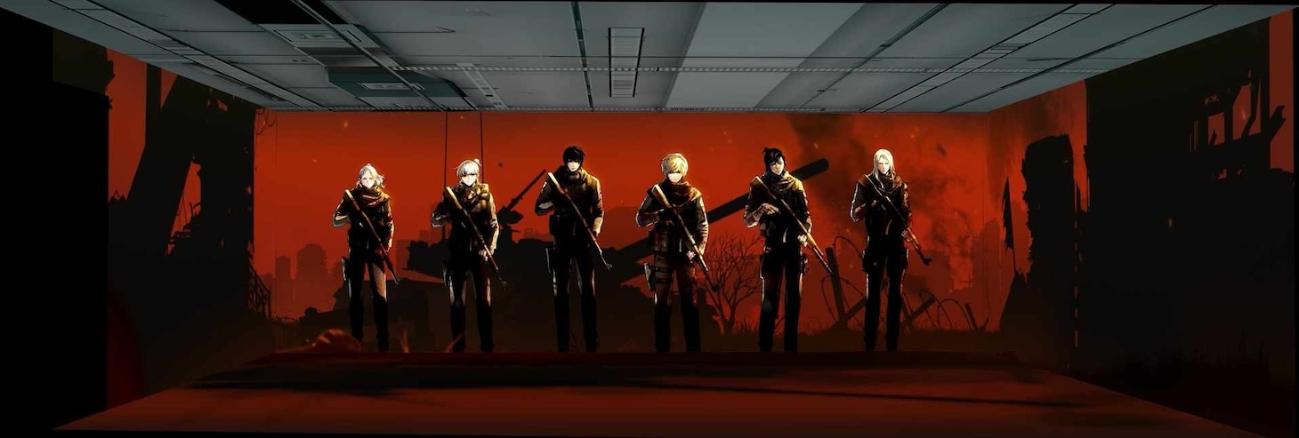 「入学傭兵-THE PERFECT SOLDIER- POP-UPストア」の体験型空間・メディアゾーンで投影される映像のイメージ図。
