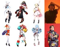 上段左から白上フブキ、宝鐘マリン、角巻わため、大槻マキ、下段左から小鳥遊キアラ、ハコス・ベールズ、こぼ・かなえる、きただにひろし。 (c)2016 COVER Corp.