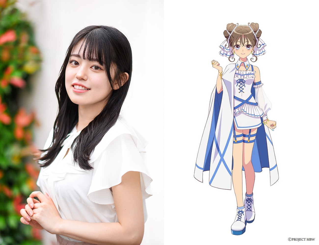 左から百瀬帆南、百瀬が演じる上泉マイ。