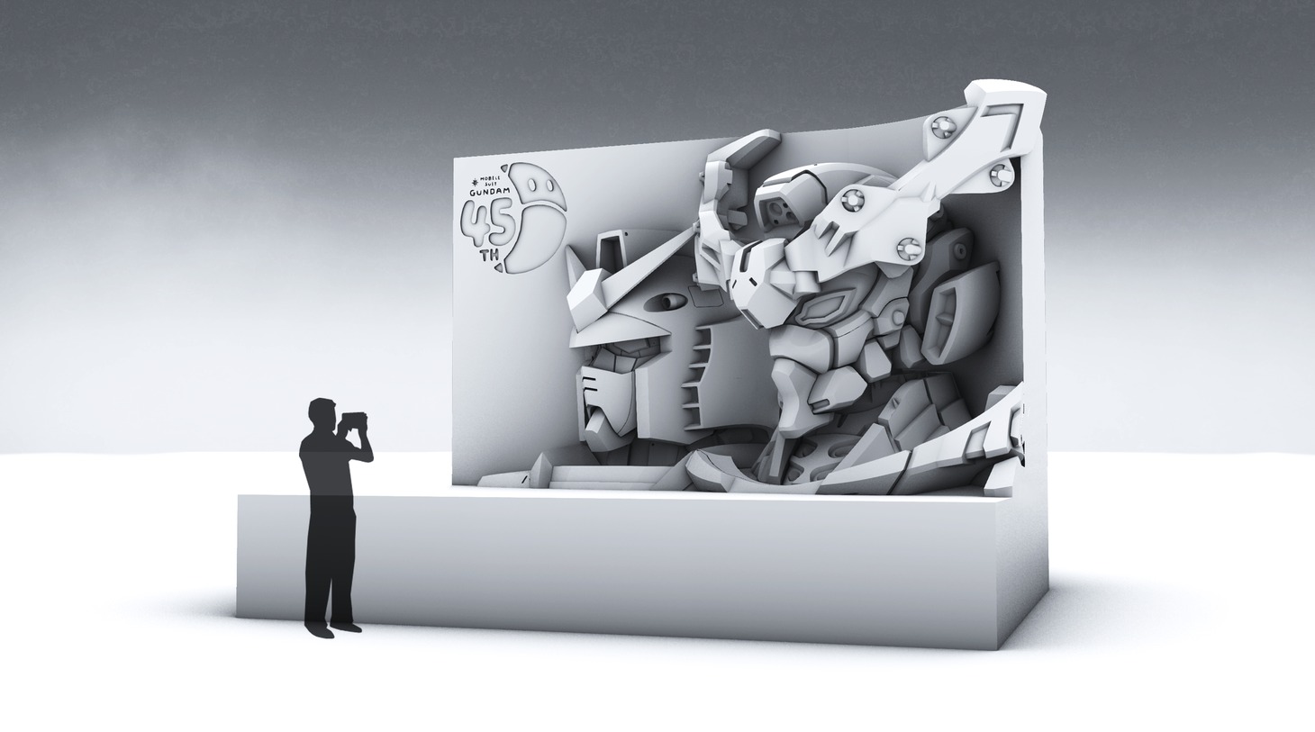 「さっぽろ雪まつり2025」に設置されるGQuuuuuuXと、RX-78-2 ガンダムの雪像のイメージ。