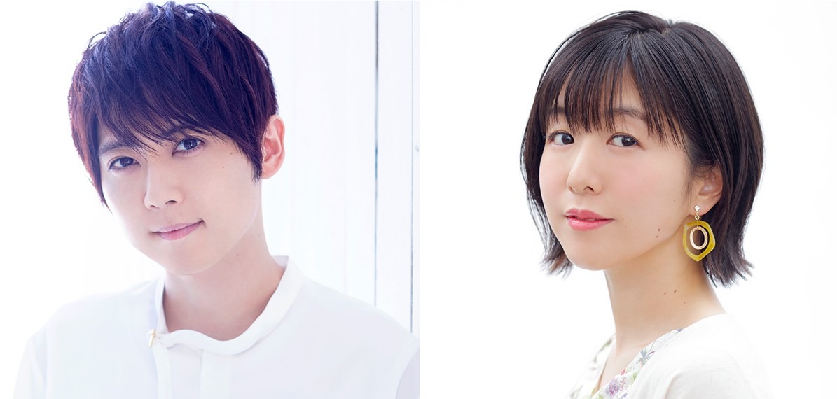 「SATELIGHT 30th Anniversary SATEFES！」の朗読劇に出演する梶裕貴（アマタ・ソラ役）、茅野愛衣（ミコノ・スズシロ役）。