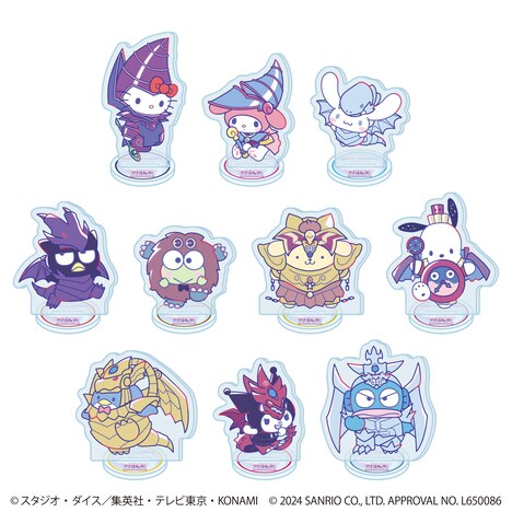 アニメ「遊☆戯☆王デュエルモンスターズ」とサンリオキャラクターズがコラボしたアクリルスタンド。