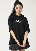 「夜の散歩｜ミニ裏毛ビッグシルエット半袖パーカー」