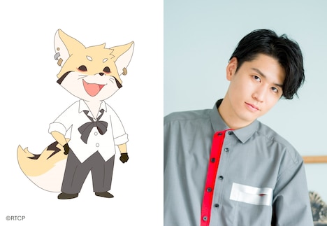 コミカル(左)と阿座上洋平(右)。コミカルはガサツで暑苦しいが、とても優しいアカカルたちの先輩。やっとできた後輩たちがかわいくて仕方がない。脳筋で全身を鍛えているが、実はしっぽが弱点。