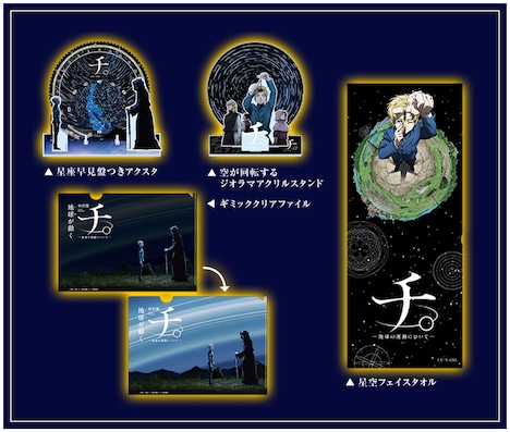 「特別展『チ。 ー地球の運動についてー 地球（いわ）が動く』」で販売されるグッズ。