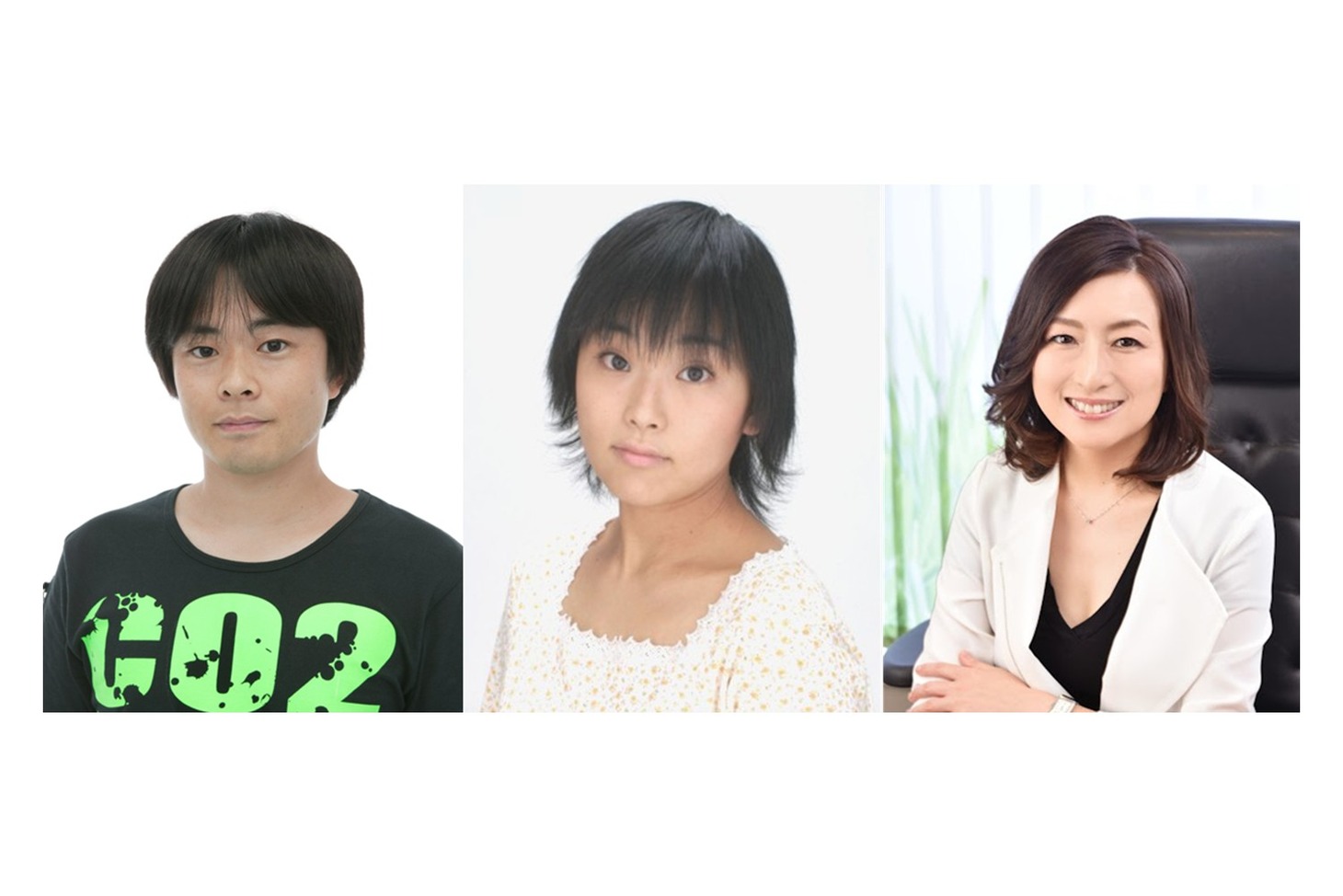 DAY2の朗読劇に出演する阪口大助（ジュン・リー役）、日笠山亜美（日笠山亜美）、佐藤ひろ美（リーナ・ルーン役）。