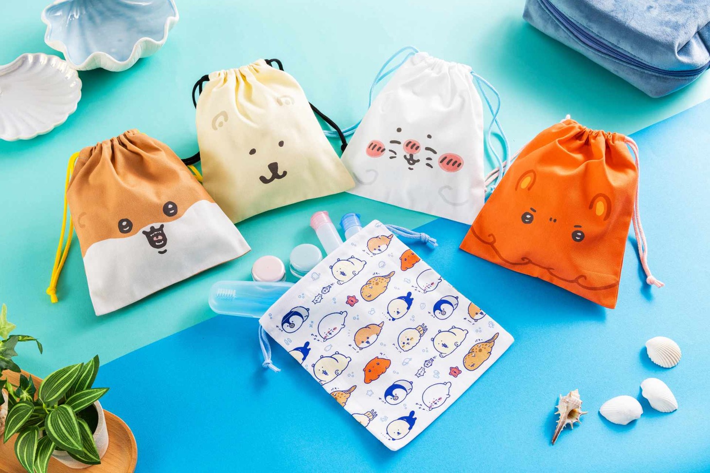 「ナガノの水族館」で販売される「ほどよサイズの巾着」。