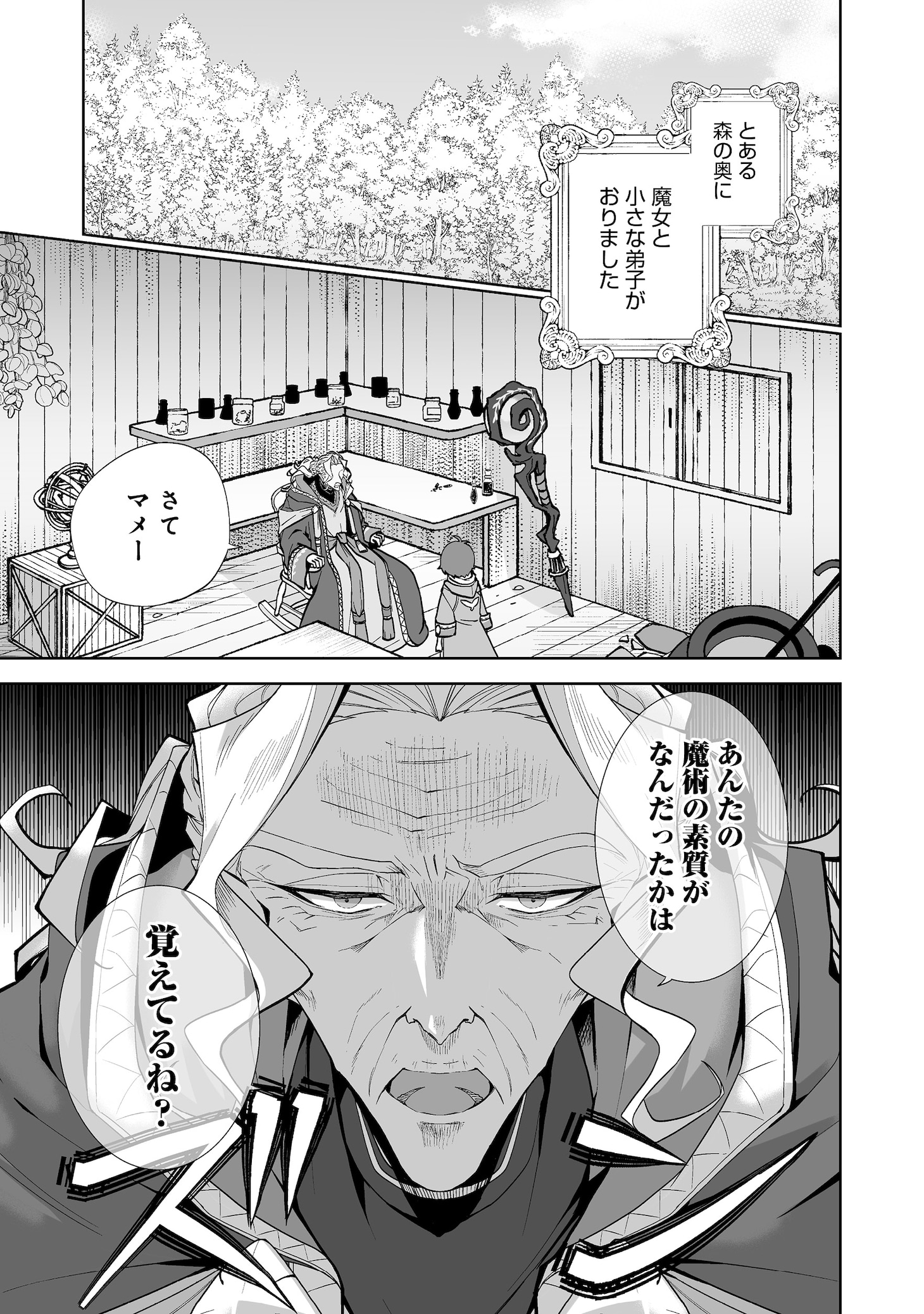 「マメーとちっこいの～魔女見習いの少女は鉢植えを手にとことこ歩く～@COMIC」より。