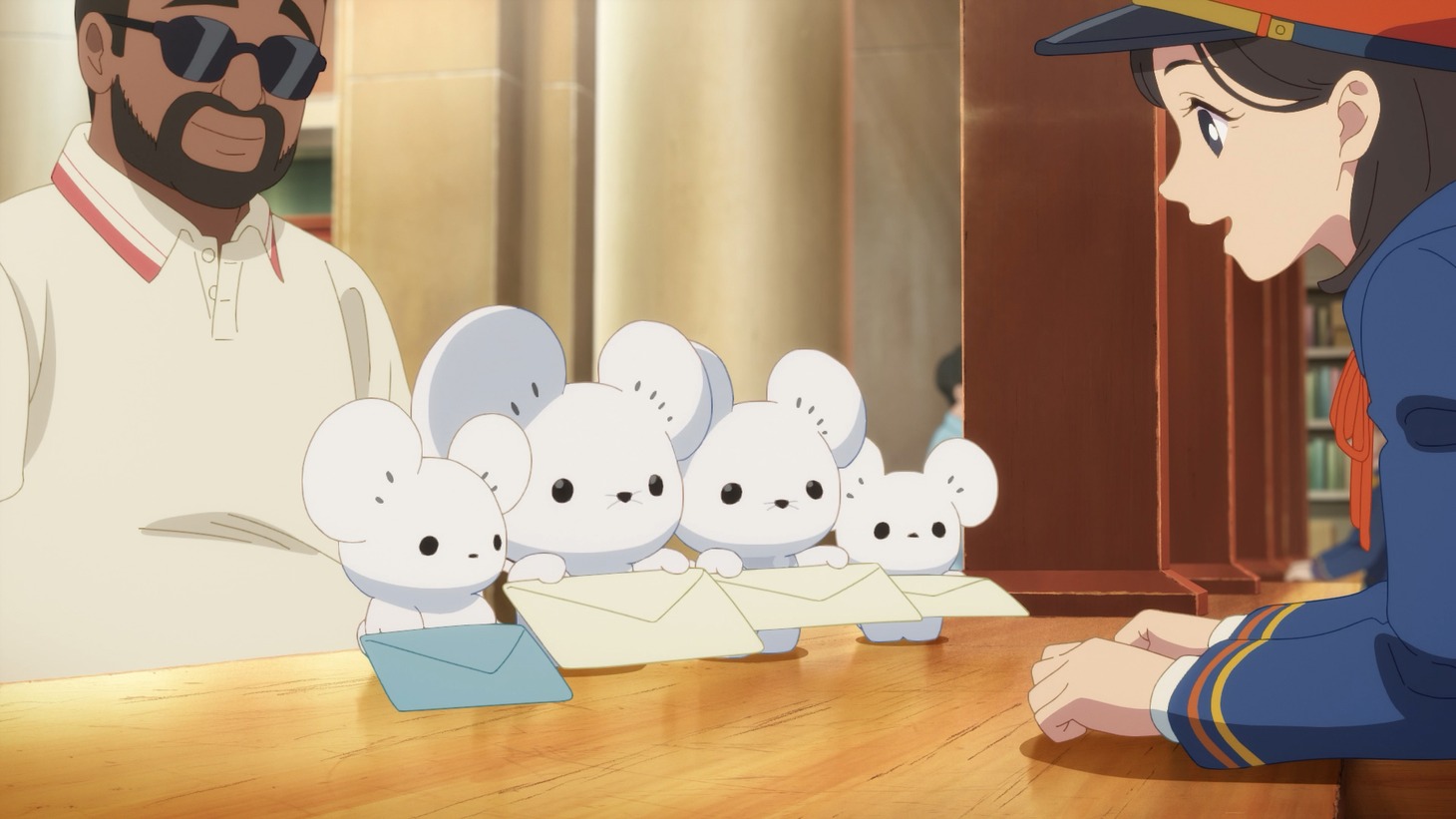 アニメ「カイリューとゆうびんやさん」の場面カット。