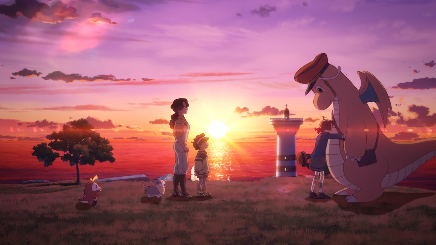 アニメ「カイリューとゆうびんやさん」の場面カット。
