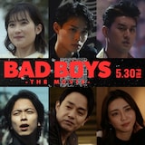 映画「BADBOYS -THE MOVIE-」追加キャスト。上段左から井頭愛海演じる由本久美、兵頭功海演じる段野秀典、岩永丞威演じるヒロ。下段左から⼤下ヒロト演じる高間数俊、⻘柳翔演じる村越、⼭⾕花純演じるエリカ。