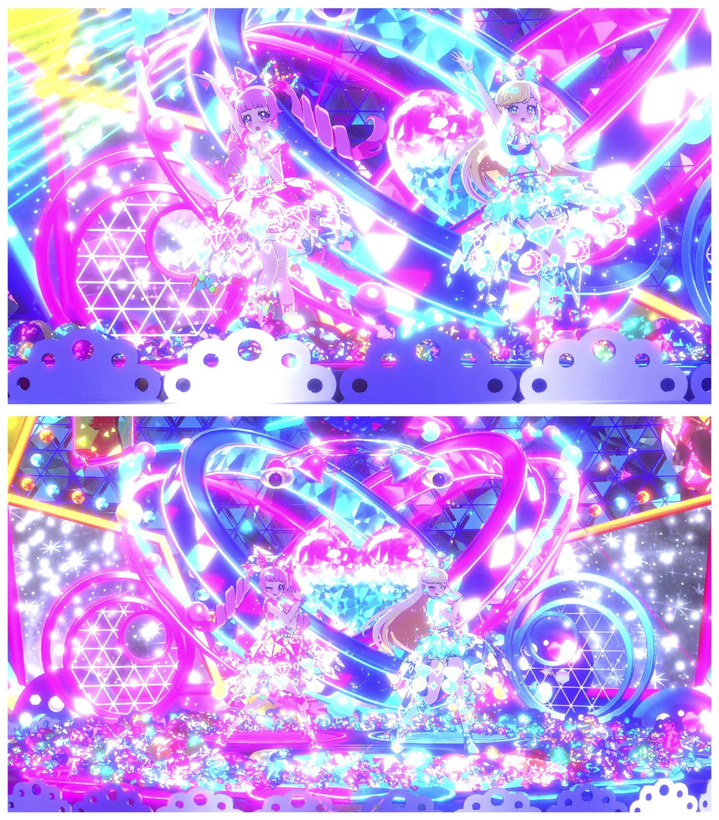 「ひみつのアイプリ」アミューズメントゲームのプレイ画面。
