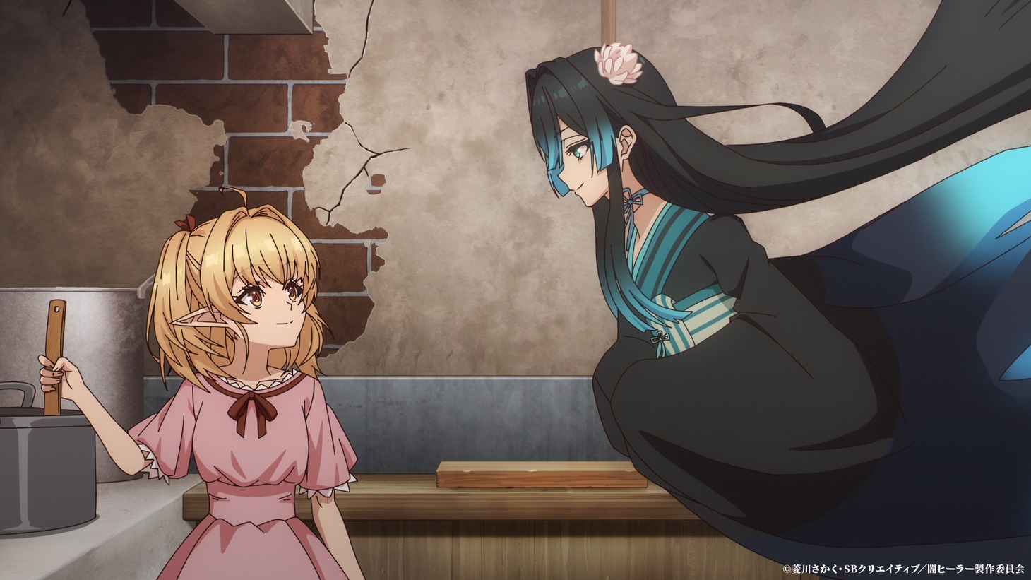 TVアニメ「一瞬で治療していたのに役立たずと追放された天才治癒師、闇ヒーラーとして楽しく生きる」第1話の予告映像より。