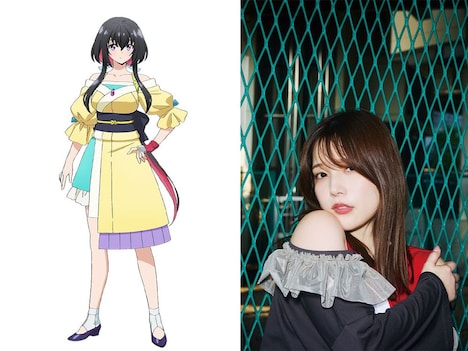 左からツキミヤのキャラクタービジュアル、内田真礼。