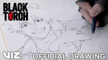 タカキツヨシによる「BLACK TORCH」アニメ化記念色紙のドローイング動画より。