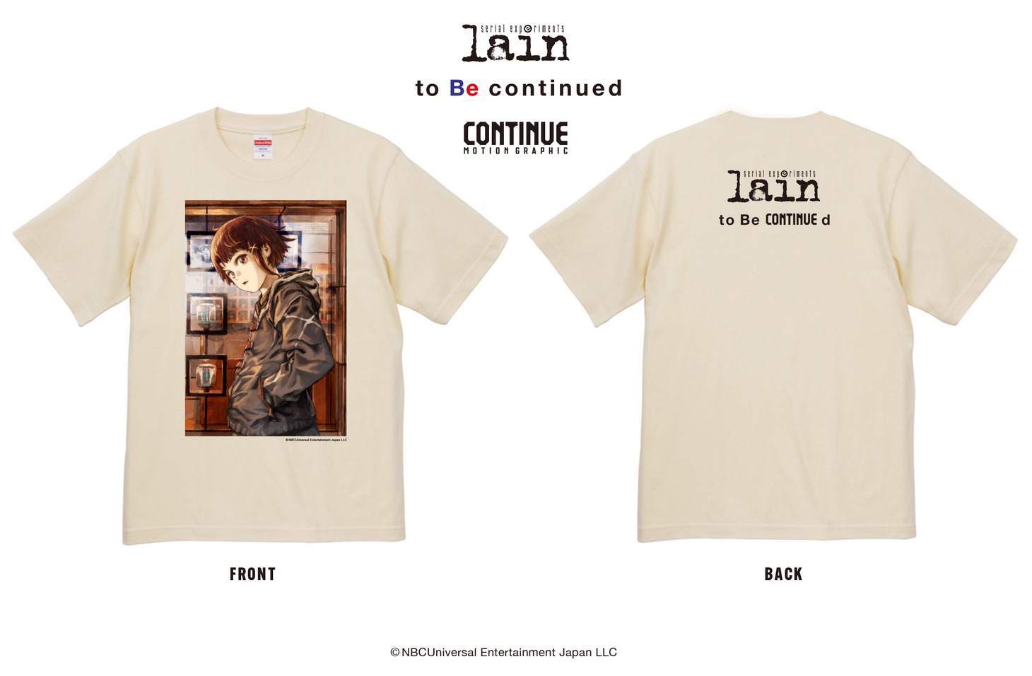 「serial experiments lain」とCONTINUEのコラボTシャツ。