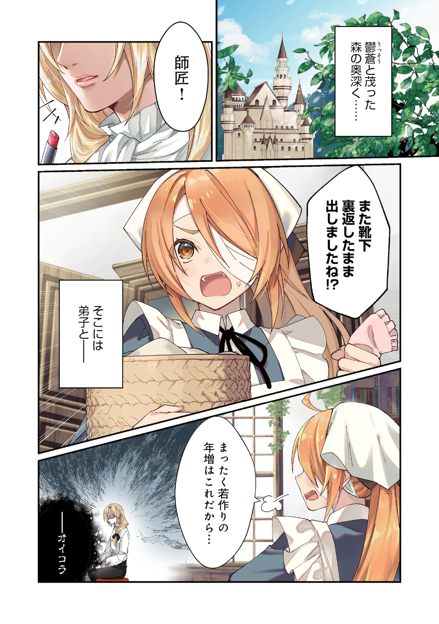 「拾われ弟子と美麗魔術師～ものぐさ師匠の靴下探しは今日も大変です～@COMIC」より。
