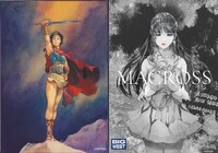 「アリオン」のビジュアルと（左）、「美樹本晴彦画集『MACROSS』」 （右）。
