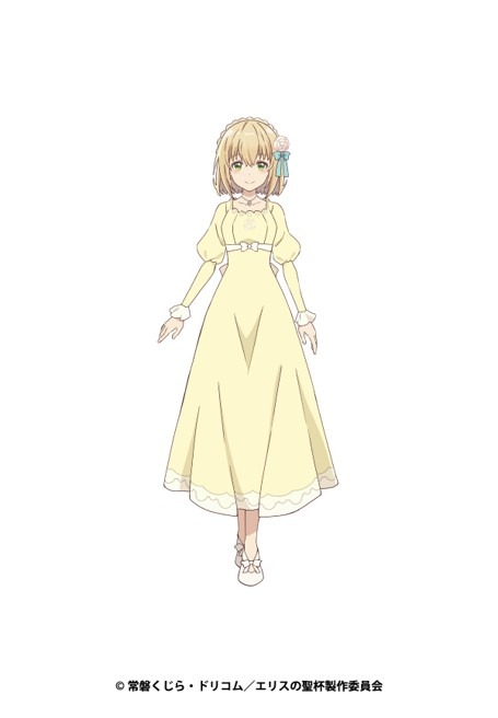 コンスタンス・グレイル（CV：市ノ瀬加那）。「誠実であること」がモットーのグレイル家の子爵令嬢。通称コニー。地味でパッとしない見た目な上に、婚約者に浮気をされてしまう。窮地に立たされた際、助けてもらったことをきっかけにスカーレットに取り憑かれ、彼女の復讐を手伝うことになる。 (c)常磐くじら・ドリコム／エリスの聖杯製作委員会