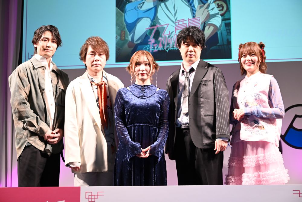 左から坂泰斗、置鮎龍太郎、白石晴香、杉田智和、鈴代紗弓。