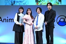 「『フェルマーの料理』『魔術師クノンは見えている』スペシャルステージ」の様子。左から早見沙織、内田真礼、富田涼介、坂泰斗。