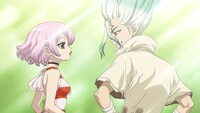 「Dr.STONE SCIENCE FUTURE」第12話より、ルーナ（左）と石神千空（右）。