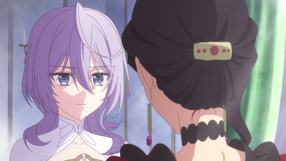 TVアニメ「完璧すぎて可愛げがないと婚約破棄された聖女は隣国に売られる」第1話「笑わない聖女」の場面カット