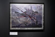 「雑 前田真宏 雑画集」発売記念アート展の描き下ろしイラストを、本銀箔を用いて印刷した作品