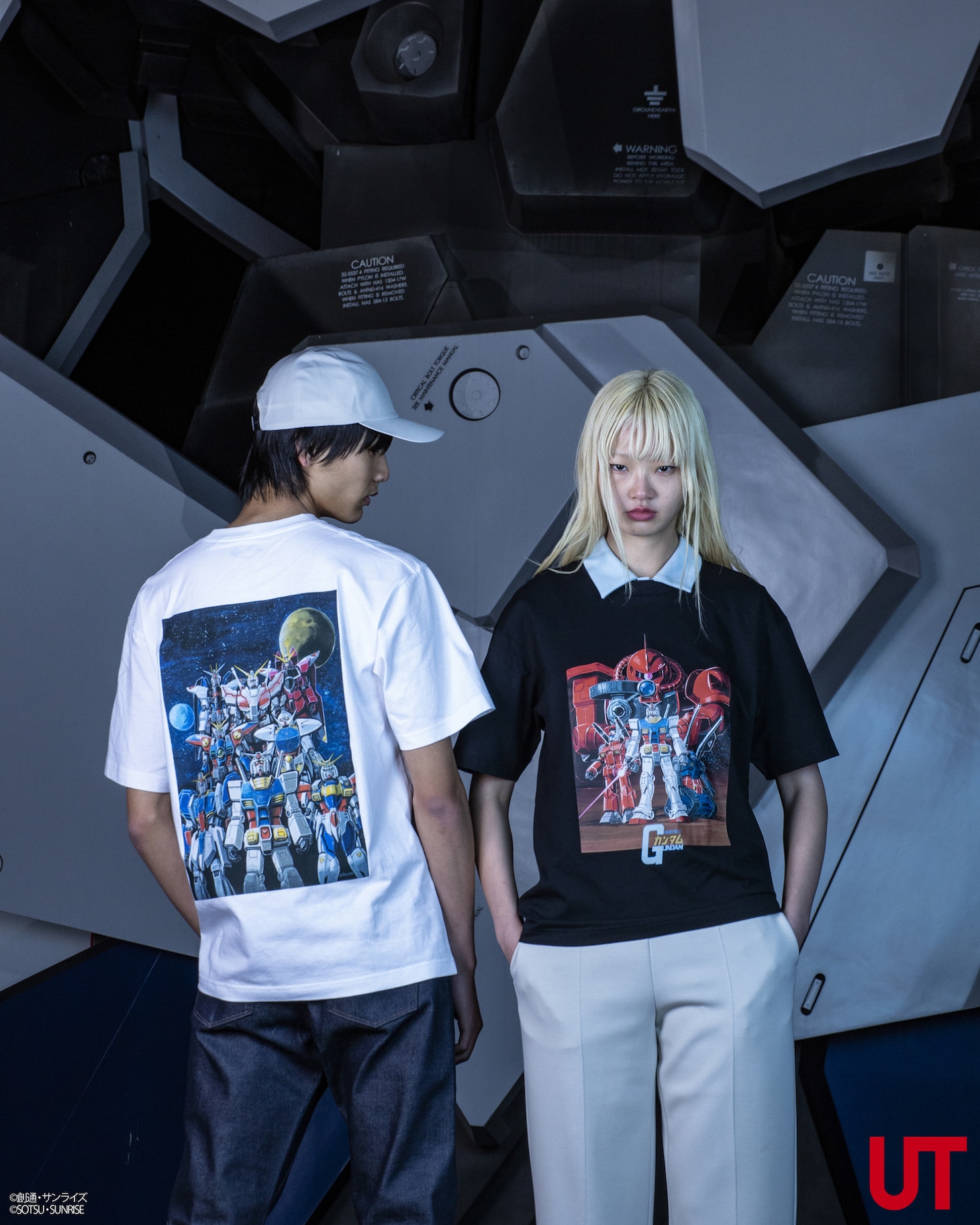 UTで販売される「機動戦士ガンダム」シリーズの45周年を記念したTシャツコレクションの着用イメージ