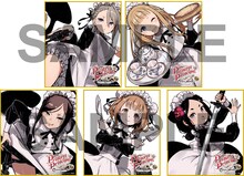 劇場アニメ「プリンセス・プリンシパル Crown Handler」第4章1週目の来場者特典に用意された、黒星紅白の描き下ろしミニ色紙全5種