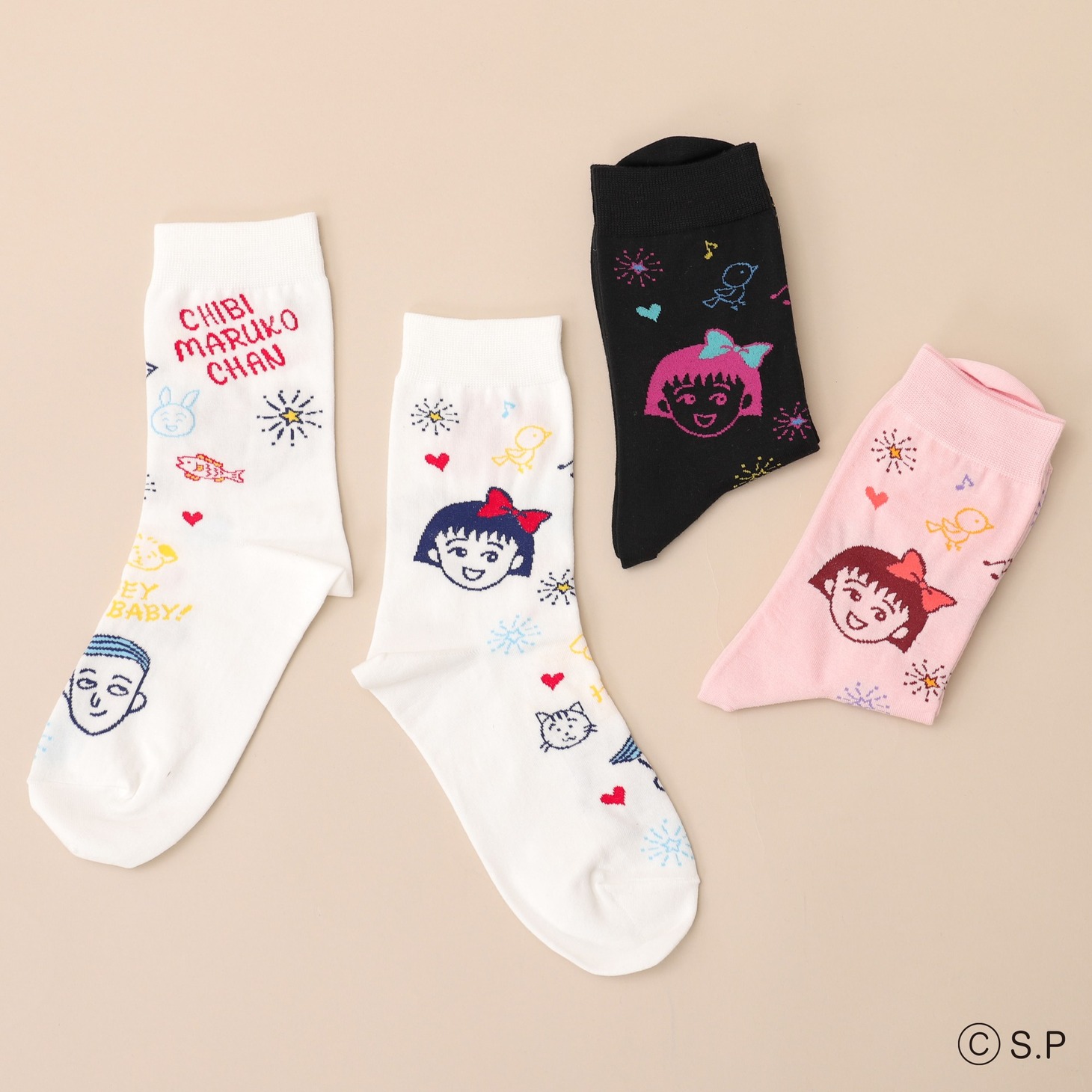 「ちびまる子ちゃん ラクガキ総柄ソックス」