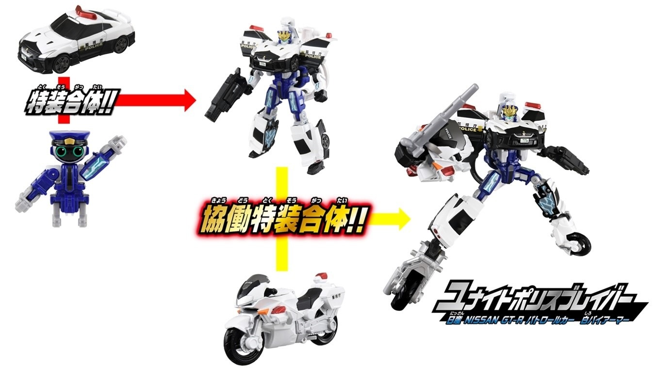 「トミカ ジョブレイバー TJBDX ユナイトポリスブレイバー パトロールカー＆白バイ 合体セット」