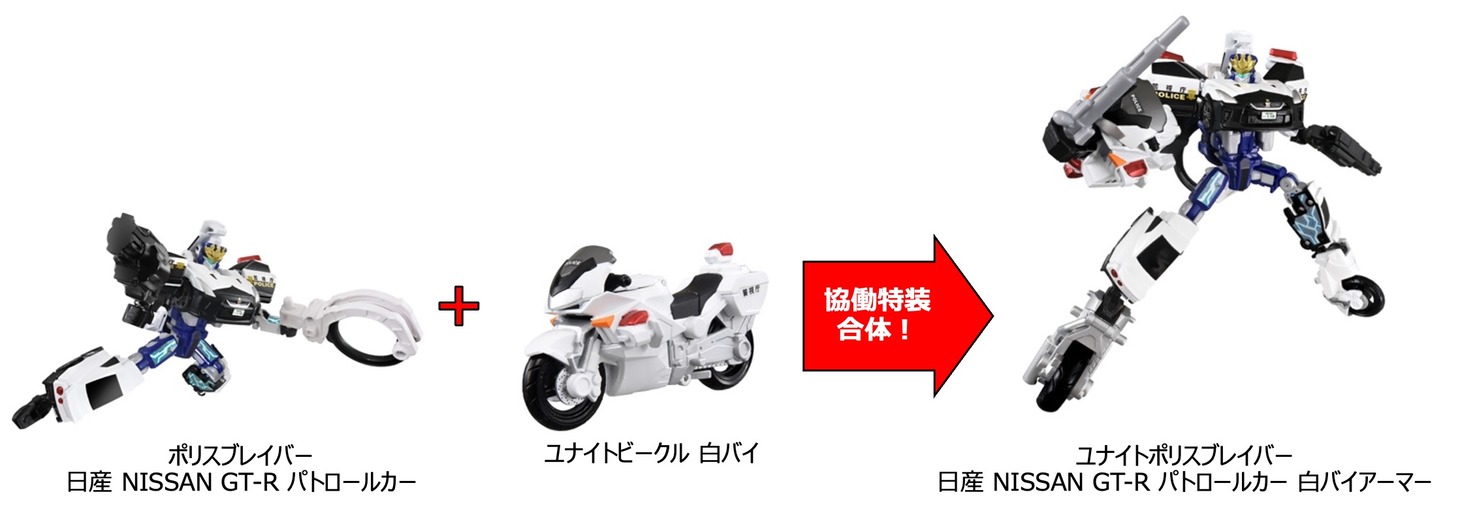 「トミカ ジョブレイバー TJBDX ユナイトポリスブレイバー パトロールカー＆白バイ 合体セット」