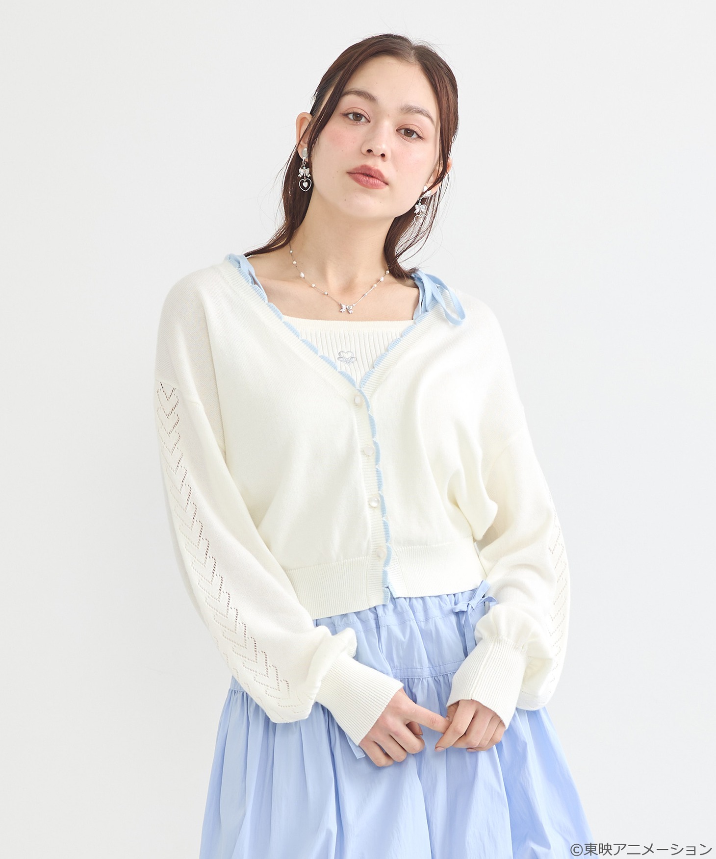 「ふたりはプリキュア ニットカーディガン ブホワイト：雪城ほのか（キュアホワイト）モデル」着用イメージ