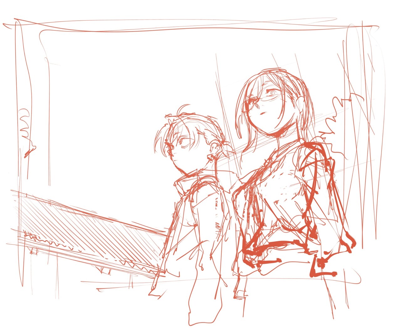 よふかしのうた -楽園編-」のラフイラスト (c)コトヤマ/小学館