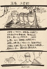 「原作者・芥見下々描きおろし蔵出しラフ設定集（全8P）」