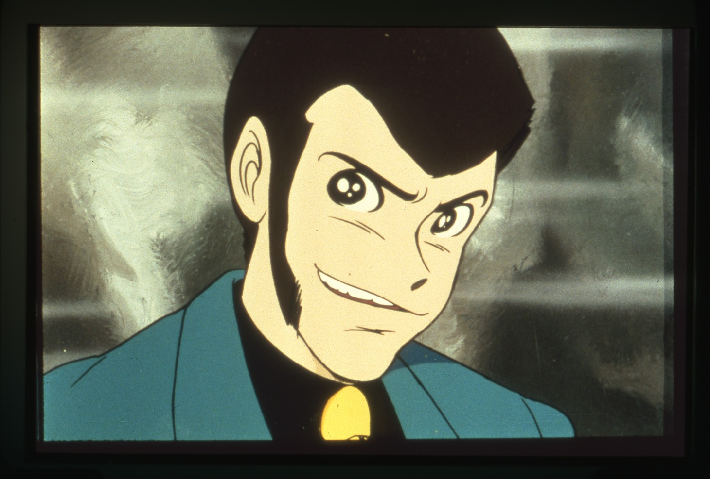 「ルパン三世 PART1」より。大人向けアニメを謳い、日本では1971年、イタリアでは1979年に放送された。制作には大塚康生、宮崎駿らが参加し、音楽は山下毅雄が担当。ルパンが緑のジャケットを着用している 原作：モンキー・パンチ ©TMS